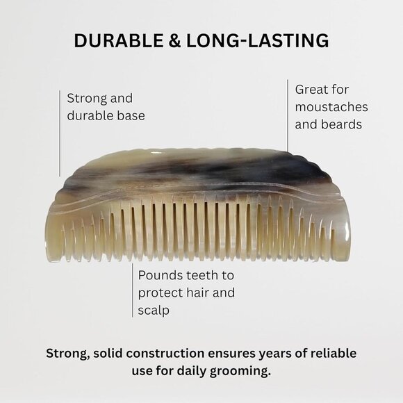 Ox Horn Hair Comb Handmade Detangling Anti-Static Frizz Control Grooming Tool main image 5